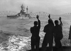 British  battleship "HMS Royal Sovereign" returning from the U.S.S.R., 1949