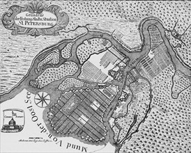 Map of Saint Petersburg in 1738