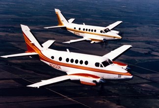 American Beechcraft King Air A-100 and B-100 commuter planes.