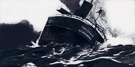 The back of the Lusitania, when it is about to sink