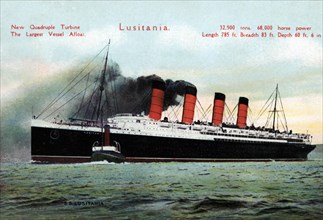 Carte postale représentant le paquebot "Le Lusitania"