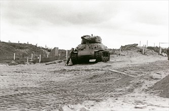 American M4 Sherman tank on Utah Beach