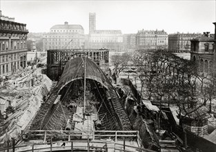 Construction of the Paris metro, 1909