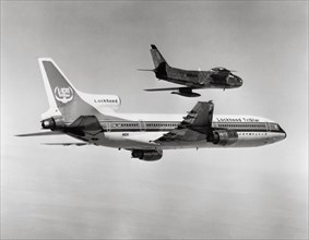 Lockheed L-1011 TriStar and F-86 Sabre fighter, 1976