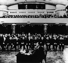 Laszlo Rajk's trial (r.). Hungarian prime minister, accused of supporting Tito and of spying in Budapest.