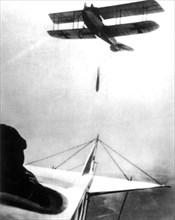 A German plane launching bombs