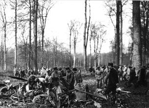 France. Compiègne forest. German plane shooted down