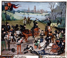 Manuscrit flamand. Bataille d'Azincourt