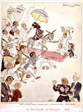 Satirical cartoon by Derso and Kelen in "Fortune".