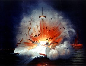 Explosion of American ship 'Maine' off Cuba