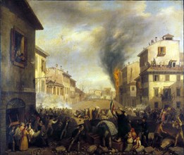 Barricade in Milan, Porta Tosa. Revolt against the Austrians