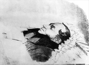 Alexander Pushkin (1799-1837) on his death bed