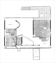 Villa by Le Corbusier in Garches, France, blueprint of the 1st floor