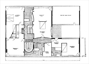 Villa de Le Corbusier à Garches, plan du 1er étage