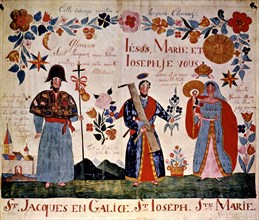 Commemorative plaque: Santiago de Compostella, saint Joseph and saint Maria
