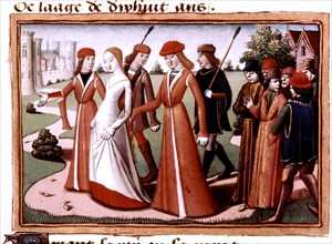 Martial de Paris, dit d'Auvergne, "les Vigiles de Charles VII. f° 55 v° : Jeanne d'Arc conduite devant le roi