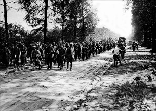 First convoy of German prisoners during the July 18-19, 1918 offensive