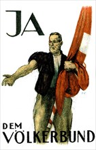Propaganda postcard supporting the application of Switzerland to join the League of Nations