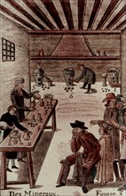 Chemistry or alchemy laboratory in the 17th century