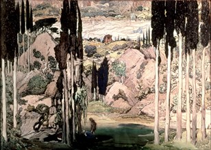Bakst, Stage setting for the theater play 'Daphne and Chloe' by Ravel