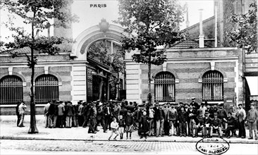 Workers outside their factory in Paris
