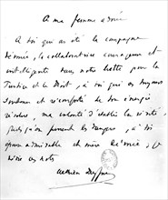 Mathieu Dreyfus' diary. Dedication to his wife