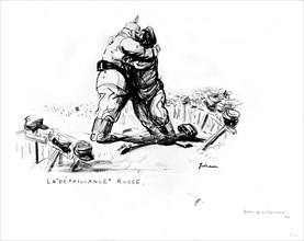 Caricature de Jean-Louis Forain (1852-1931). "La défaillance russe"