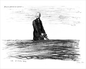 Caricature de Jean-Louis Forain (1852-1931). "Et puis, quelqu'un paraît..."