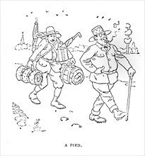 Caricature de Caran d'Ache. "Les joies du plein air : se promener à pied"