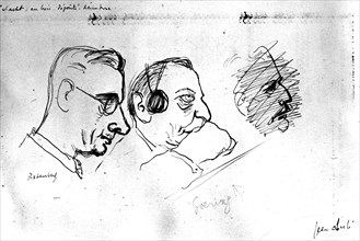 Rosenberg et Göring. Dessin exécuté pendant le procès de Nuremberg.