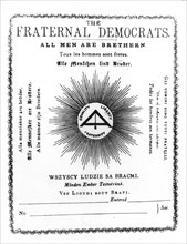 Bulletin d'adhésion à l'association "The fraternal democrats" fondée sous l'influence de Marx et Engels