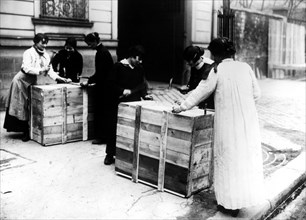 Women working during the war. Here, women packaging