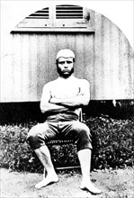 Theodore Roosevelt (1858-1919) in sportswear at the University of Harvard
