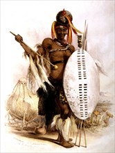 G.F. Angus. Zulu chief dressed as a warrior