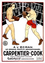 Affiche d'un film sur le match de boxe Carpentier- Cook