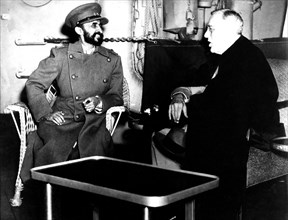 Meeting between Roosevelt and Haile Selassie, after the Yalta Conference (1945)