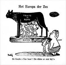 Caricature sur De Gaulle et le traité de Rome face au Commonwealth