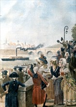 Expérience de Denis Papin et présentation de son bateau à vapeur lorqu'il lui fit remonter la Saône