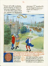 Miniature in "Recueil des Hystoires de Troyes" composé par Raoul le Feire pour Philippe de Bourgogne