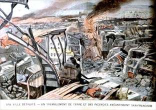 The 1906 earthquake and fires wiping out San Francisco