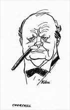 Satirical cartoon by Kelen on Churchill