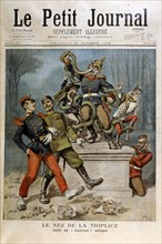 Satirical cartoon in 'Le petit journal' about the 'Triplice'. Alliance between Germany, Austria and Italy