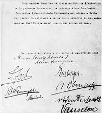 Rethondes : Dernière page de la convention d'armistice, 1918