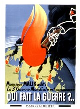 Affiche du mouvement "Paix et Liberté". Pendant la guerre froide, propagande anti-communiste et anti-soviétique
