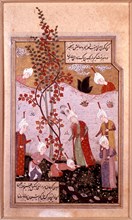 Persian miniature. Serefid school. A prince receiving a request
