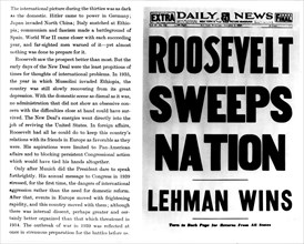 Affiche annonçant la victoire électorale de Franklin Delano Roosevelt