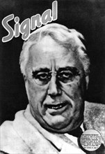 Portrait of President Roosevelt on the front page of 'Signal' magazine