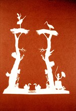 Hans Christian Andersen, papercut: dancer & stork