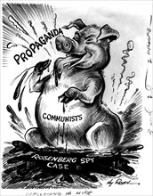 Anticommunist satirical cartoon about the Rosenberg case (1952)