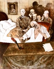 Satirical cartoon by Czermanski: Pilsudski (1867-1935) and the game of the National Assembly